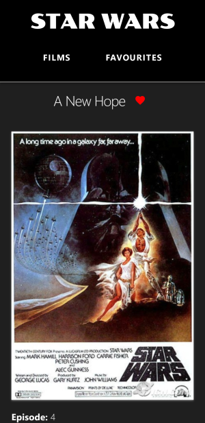 star wars app - one of the views