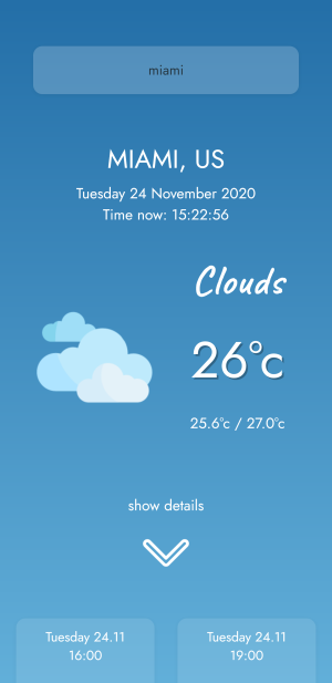 weather app - main view